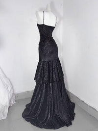 Simple Sweetheart Mermaid Black Long Prom Dress, Black Party Dress