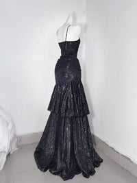 Simple Sweetheart Mermaid Black Long Prom Dress, Black Party Dress