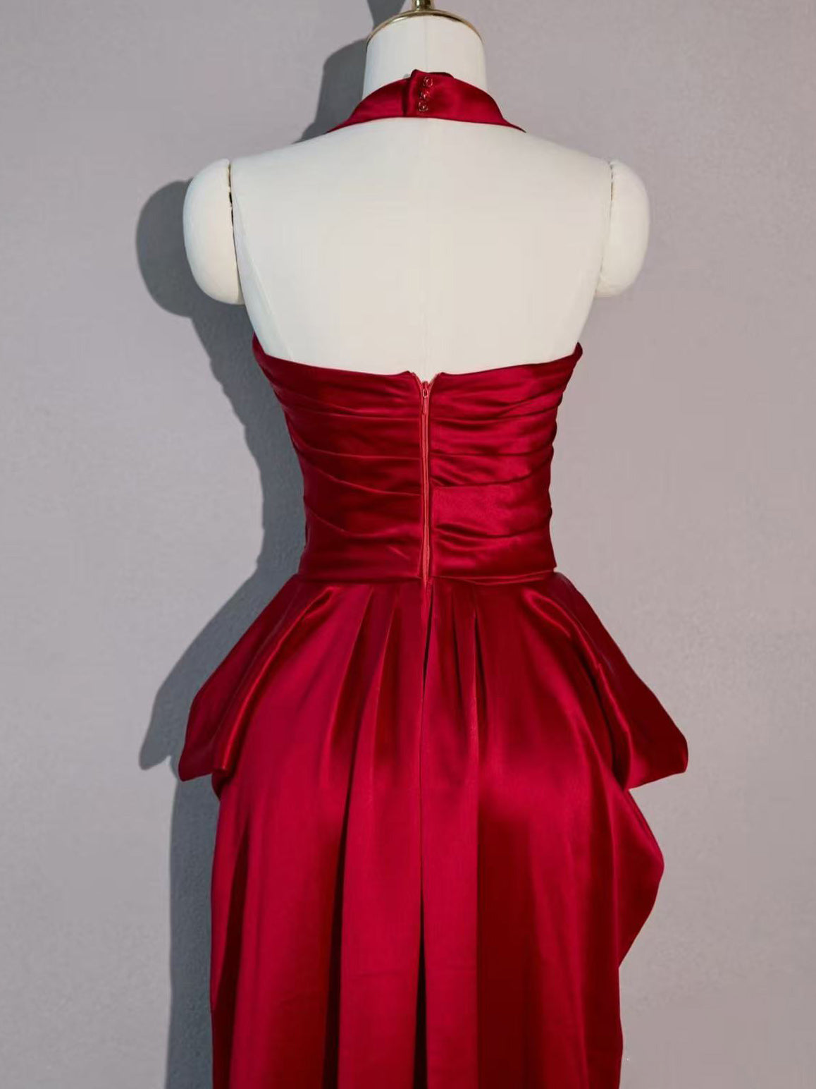 Simple Sweetheart Satin Burgundy Long Prom Dress, Burgundy Evening Dress