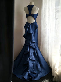 Unique Mermaid Satin Pink Long Prom Dress, Pink Party Dress