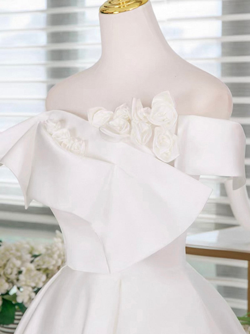 White A-Line Short Prom Dress, White Homecoming Dress