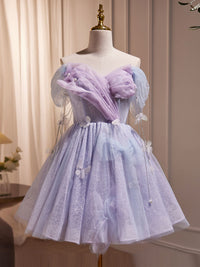 Purple Tulle Puffy Short Prom Dress, Cute Purple Homecoming Dress toptby Purple Tulle Puffy Short Prom Dress, Cute Purple Homecoming Dress toptby