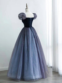 Purple A-Line Tulle Long Prom Dress, Purple Formal Dress