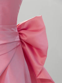 A-Line Sweetheart Neck Satin Pink Long Prom Dress, Pink Long Formal Dress