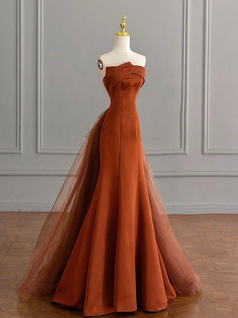 Unique Mermaid Satin Brown Long Prom Dress, Brown Long Evening Dress toptby Unique Mermaid Satin Brown Long Prom Dress, Brown Long Evening Dress toptby