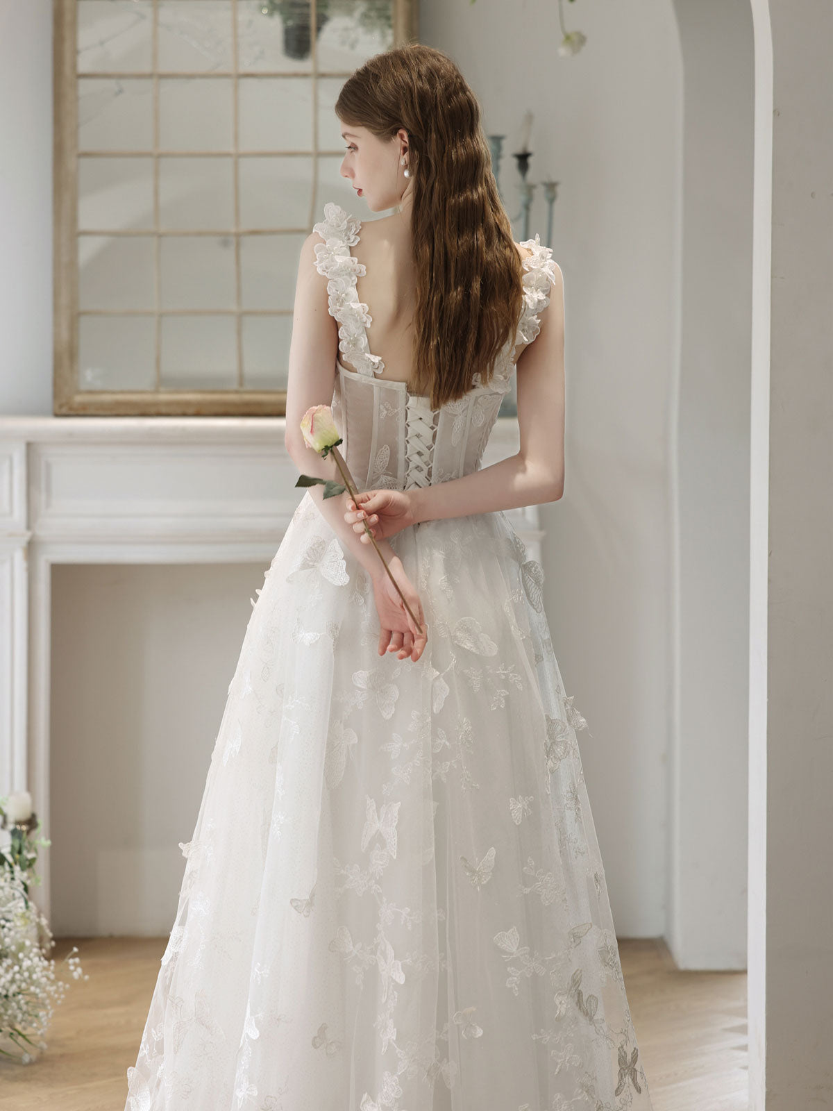 A-Line Sweetheart Neck Beige Lace Long Prom Dress, Beige Formal