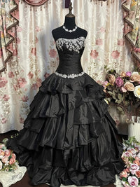 Ball Gown Sweetheart Taffeta Ruffles Burgundy Long Prom Gown with Lace Applique