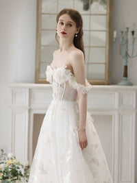 A-Line Sweetheart Neck Beige Lace Long Prom Dress, Beige Formal Dress