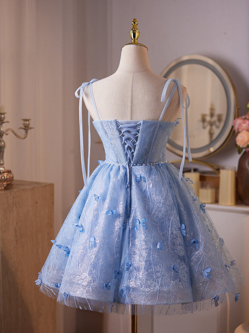 A-Line Sweetheart Neck Blue Short Prom Dress, Blue Homecoming Dress