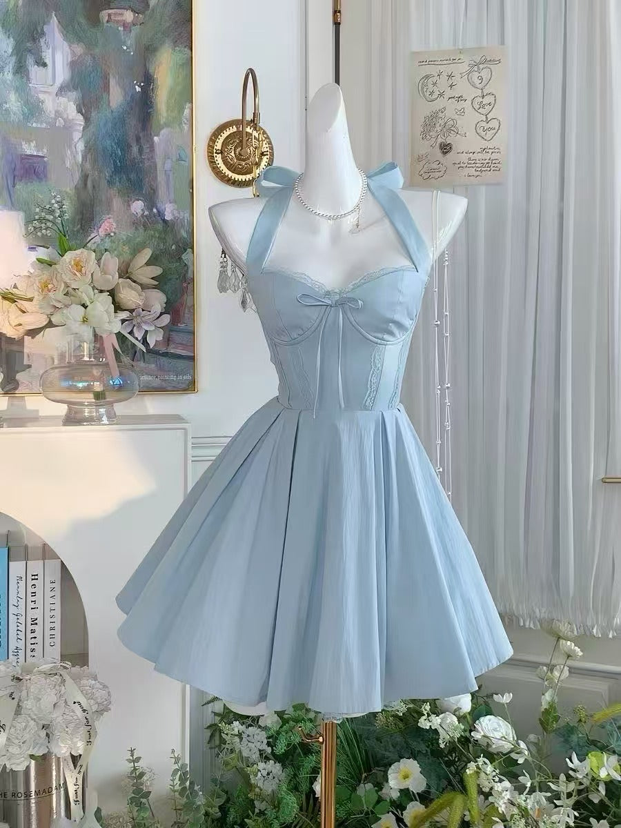 Cute Sweetheart Neck Short Blue Prom Dress, Blue Homecoming Dress