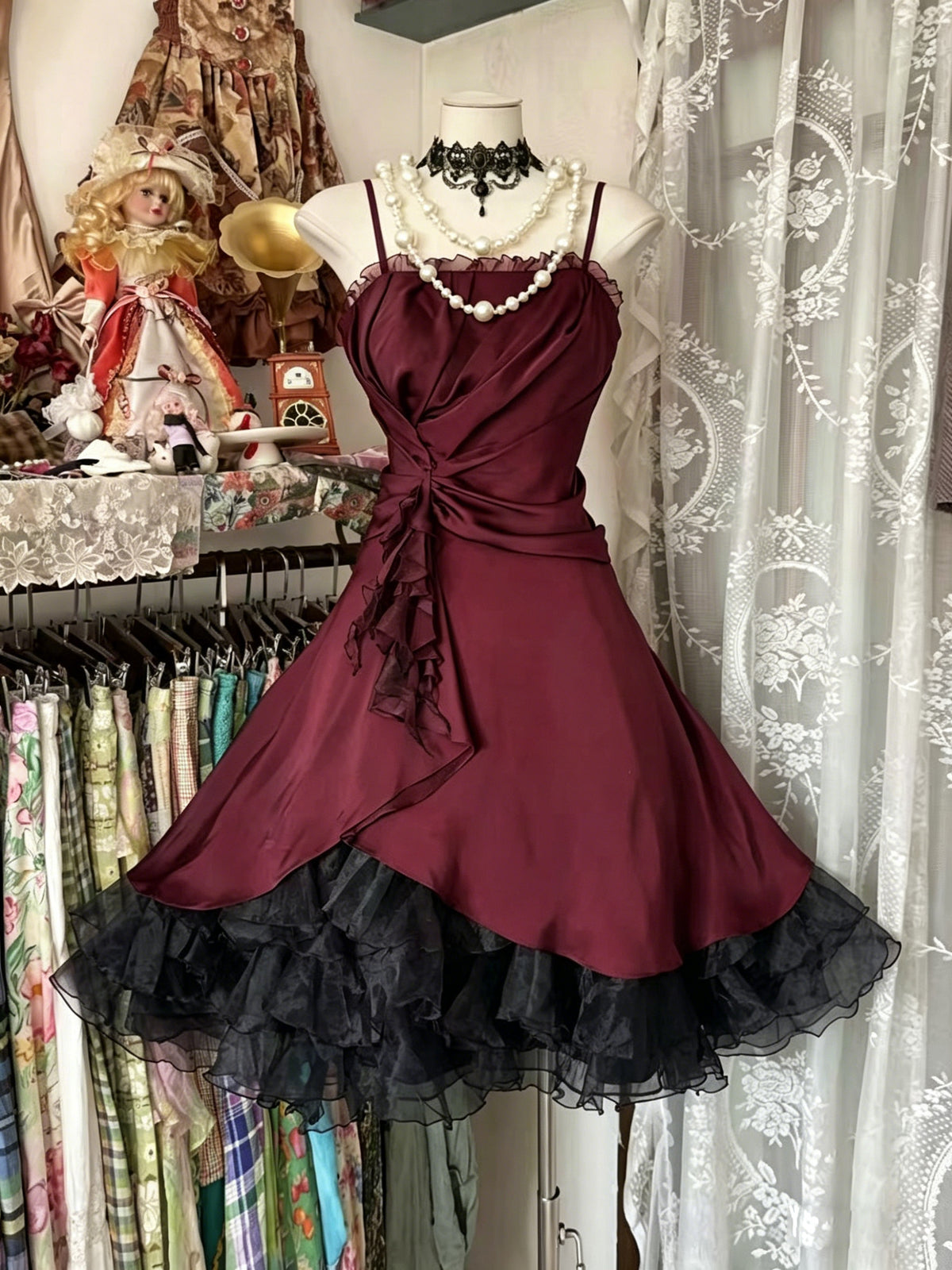 A-line Organza Burgundy Short Prom Dress, Burgundy Homecoming Dress – toptby