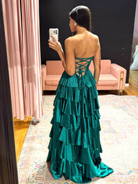 A-Line Spoon Neck Blue Long Prom Dress, Blue Party Dress with Beads
