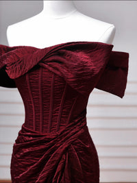 Mermaid Burgundy Long Prom Dress, Burgundy Long Evening Dress