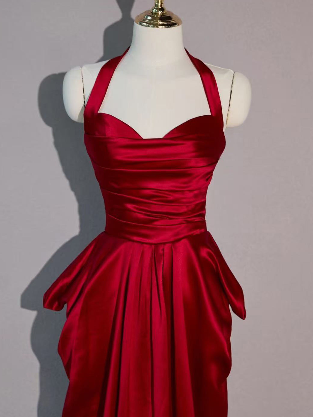 Simple Sweetheart Satin Burgundy Long Prom Dress, Burgundy Evening Dress