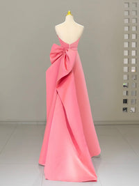 A-Line Sweetheart Neck Satin Pink Long Prom Dress, Pink Long Formal Dress