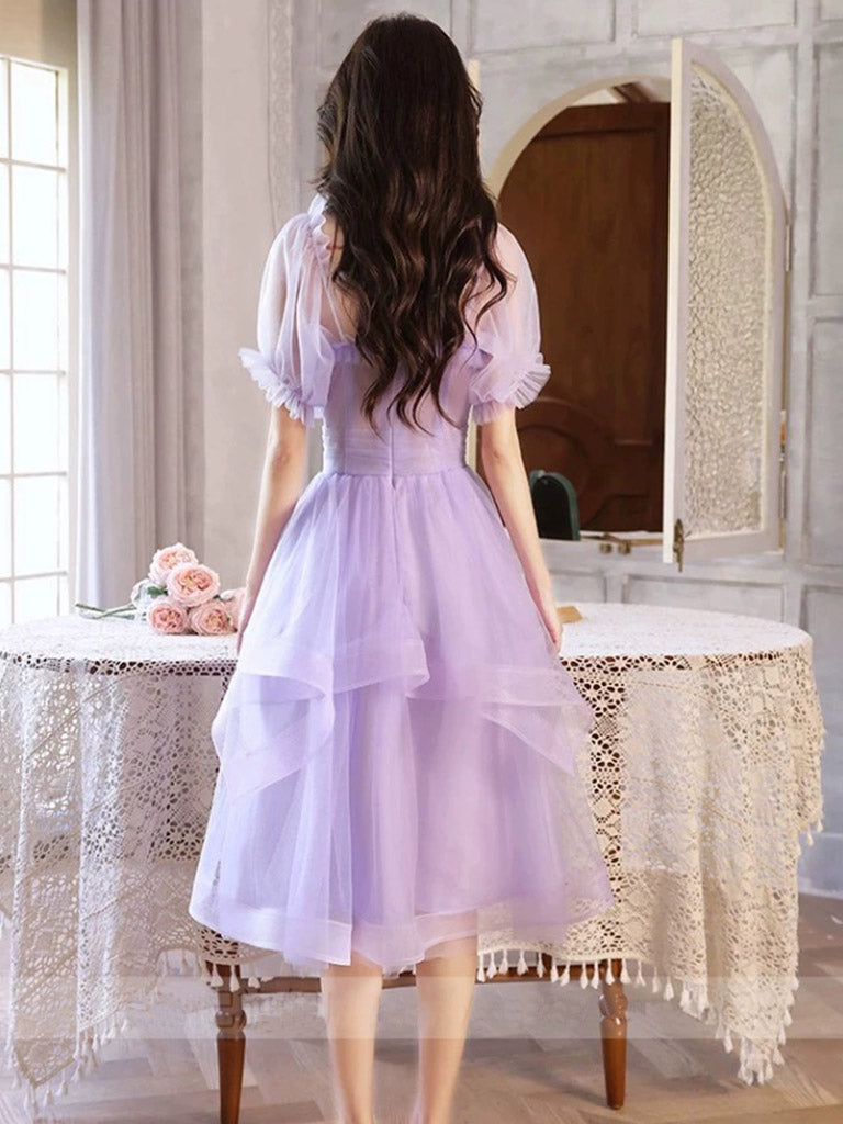 Purple Tulle Short Prom Dress, Purple Homecoming Dress toptby Purple Tulle Short Prom Dress, Purple Homecoming Dress toptby