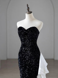 Mermaid Sweetheart Neck Black/White Long Prom Dress, Black/White Formal Dress