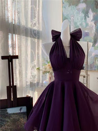 Simple Chiffon Purple Short Prom Dress, Purple Homecoming Dress