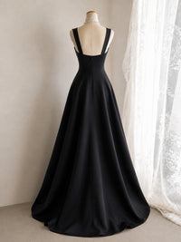 A-line Sweetheart Satin High Low Black Prom Dress