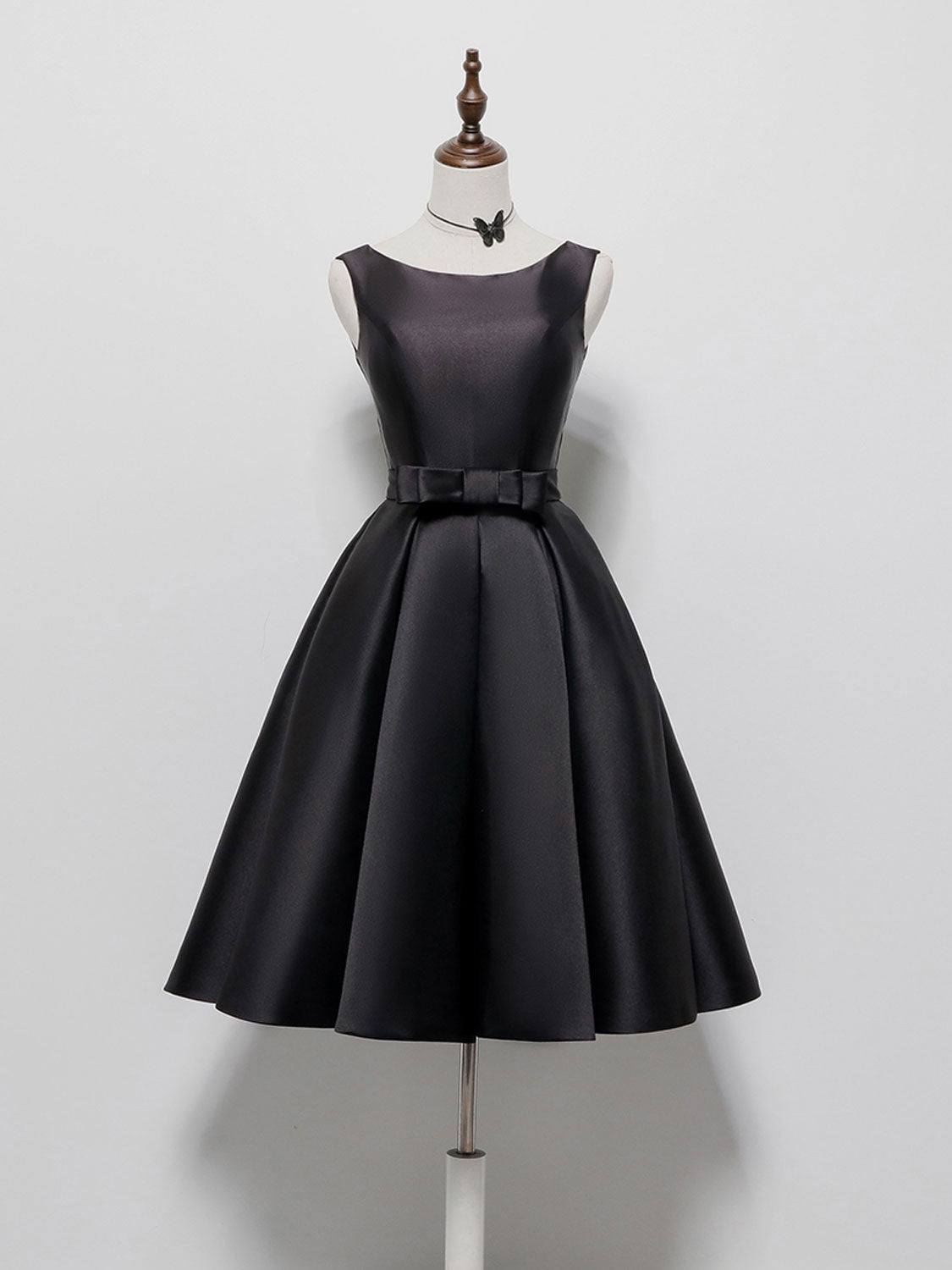 Simple A-Line Satin Black Short Prom Dress, Black Homecoming Dress toptby Simple A-Line Satin Black Short Prom Dress, Black Homecoming Dress toptby