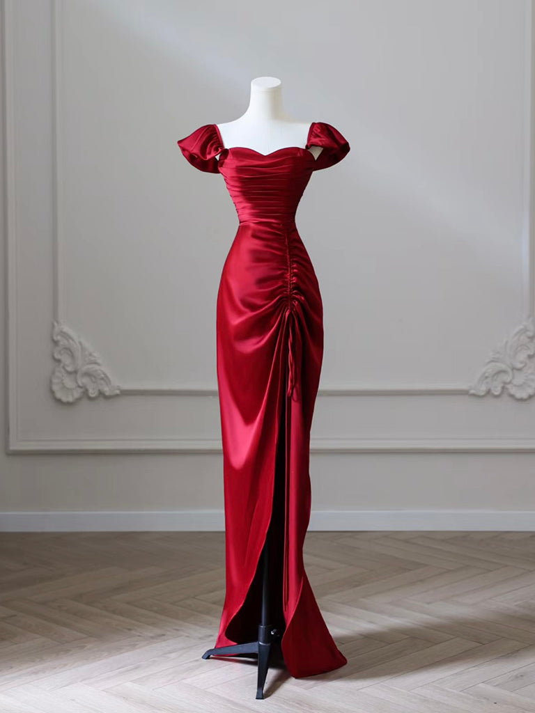 burgundy satin mermaid dress Trumpet Mermaid Burgundy Prom Dresses - Long & Short Prom Gowns