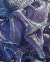 Sparkly Starry Sky Strapless Blue Purple Short Prom Dress with Ruffled Ball Gown Skirt
