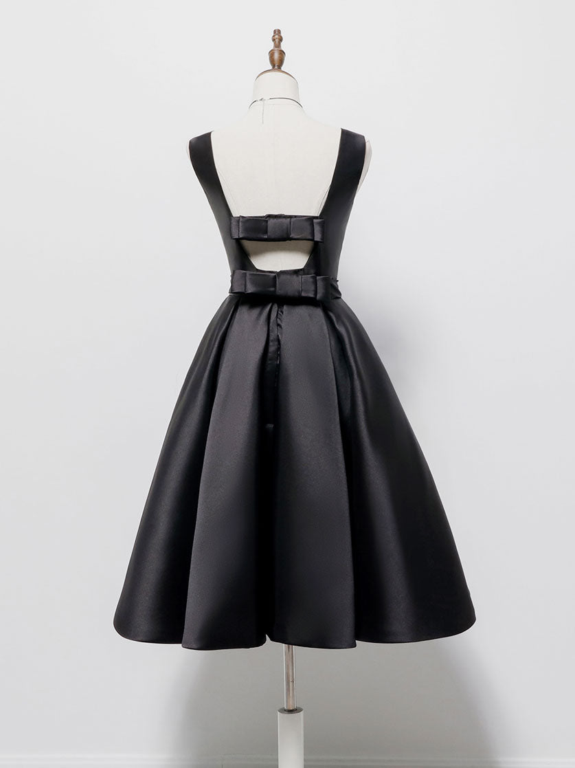 Simple A-Line Satin Black Short Prom Dress, Black Homecoming Dress toptby Simple A-Line Satin Black Short Prom Dress, Black Homecoming Dress toptby