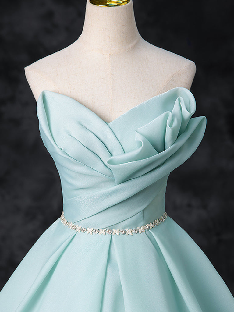 A-Line Beads Blue Long Prom Dress, Blue Long Formal Dress