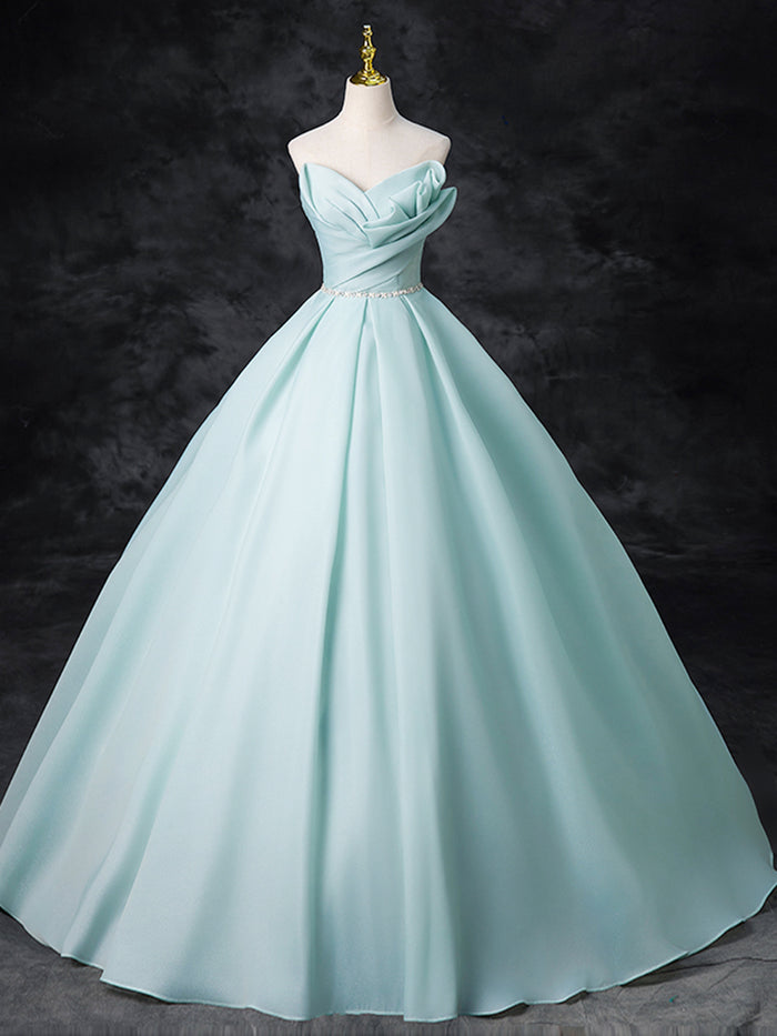 A-Line Beads Blue Long Prom Dress, Blue Long Formal Dress