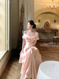 Mermaid Sweetheart Ruffles Silk Pink Long Prom Dress