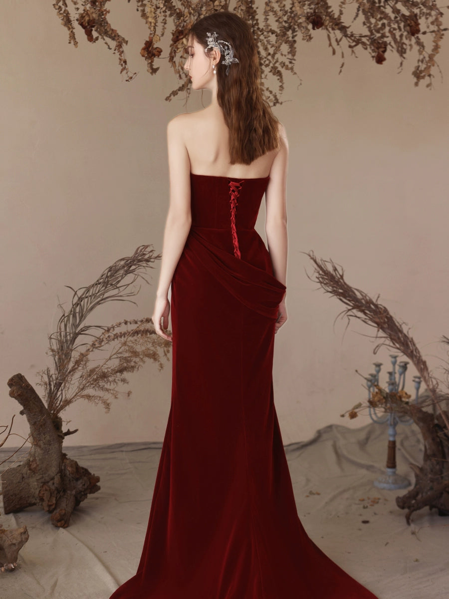 Mermaid Velvet Burgundy Long Prom Dress, Burgundy Long Formal Dress toptby Mermaid Velvet Burgundy Long Prom Dress, Burgundy Long Formal Dress toptby