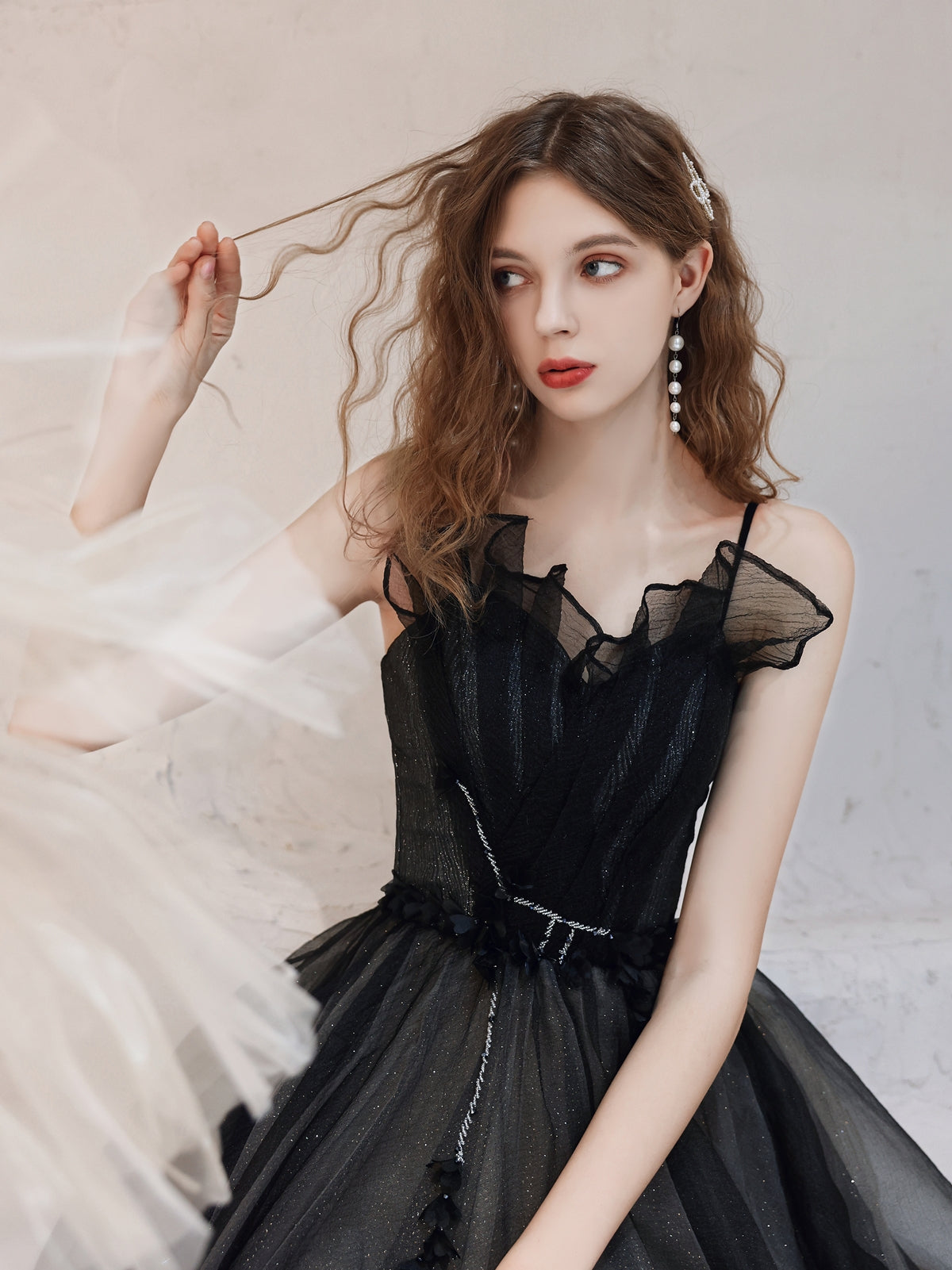 Black A-Line Tulle Long Prom Dress, Black Formal Evening Dresses toptby Black A-Line Tulle Long Prom Dress, Black Formal Evening Dresses toptby