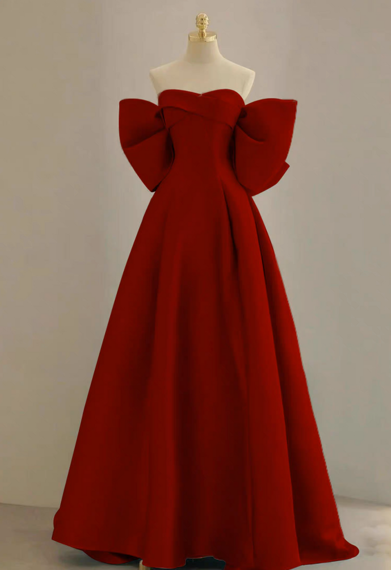 A-Line Sweetheart Neck Satin Burgundy Long Prom Dress, Burgundy Long F toptby A-Line Sweetheart Neck Satin Burgundy Long Prom Dress, Burgundy Long F toptby