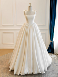 A-Line ivory Taffeta Long Prom Dress, ivory Long Formal Dress