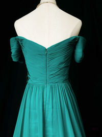 A-Line Sweetheart Neck Chiffon Emerald Green Long Prom Dress