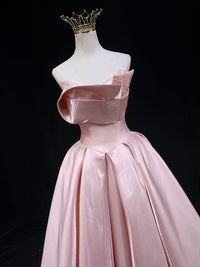 A-Line Satin Pink Long Prom Dress, Pink Long Formal Dress