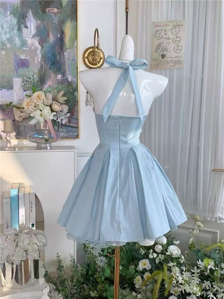Cute Sweetheart Neck Short Blue Prom Dress, Blue Homecoming Dress