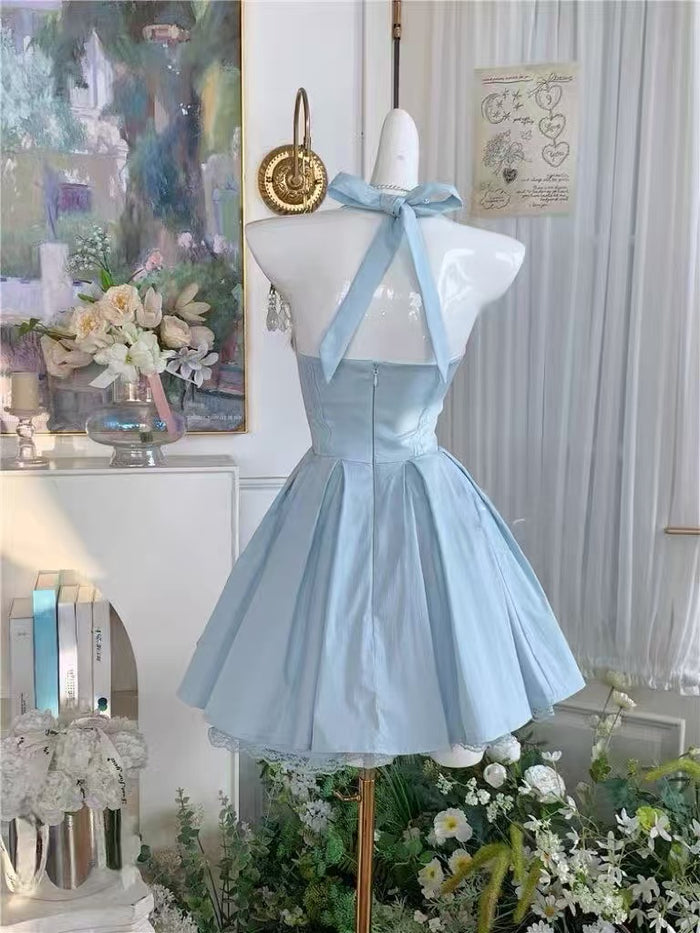 Cute Sweetheart Neck Short Blue Prom Dress, Blue Homecoming Dress