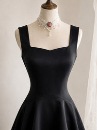 A-line Sweetheart Satin High Low Black Prom Dress