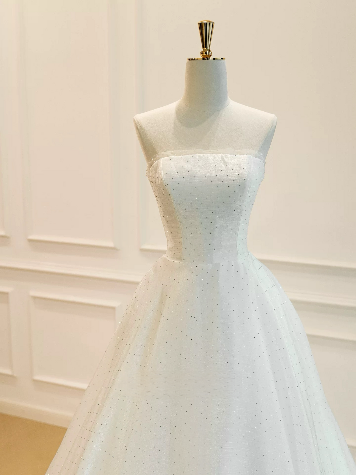 A-Line Organza White Long Prom Dress, White Long Evening Dress