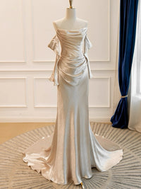 Mermaid Champagne Long Prom Dress, Champagne Evening Dress