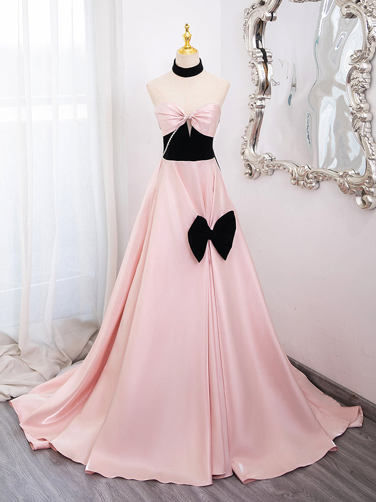 A-Line Sweetheart Neck Satin Pink Long Prom Dress, Pink Long Formal Dr toptby A-Line Sweetheart Neck Satin Pink Long Prom Dress, Pink Long Formal Dr toptby
