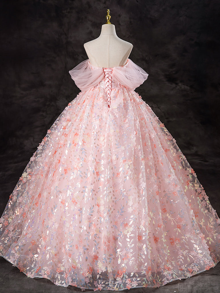 pink sweet 16 dress Long Sleeve Ivory Lace Short Homecoming Dresses A Line Cheap Dresses SheerGirl shoulder Quinceanera ball gown Pink A Line Princess Quinceanera