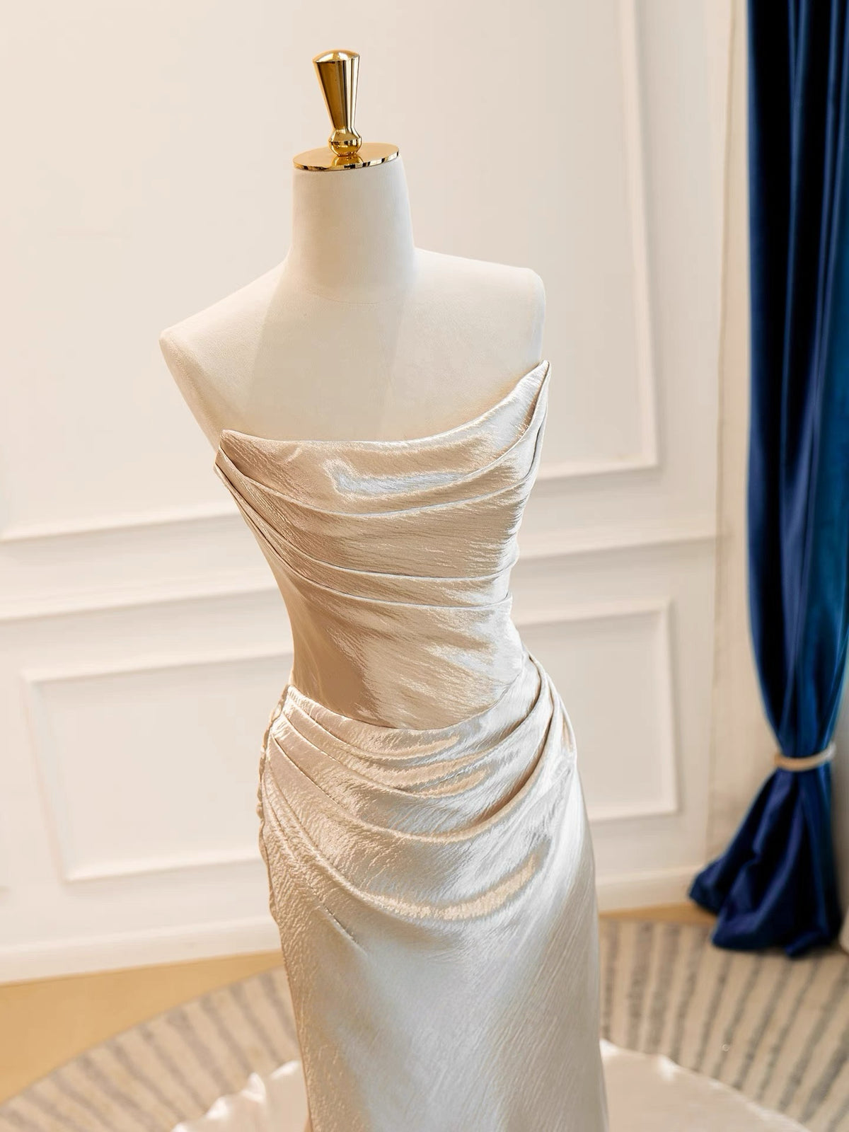 Mermaid Champagne Long Prom Dress, Champagne Evening Dress