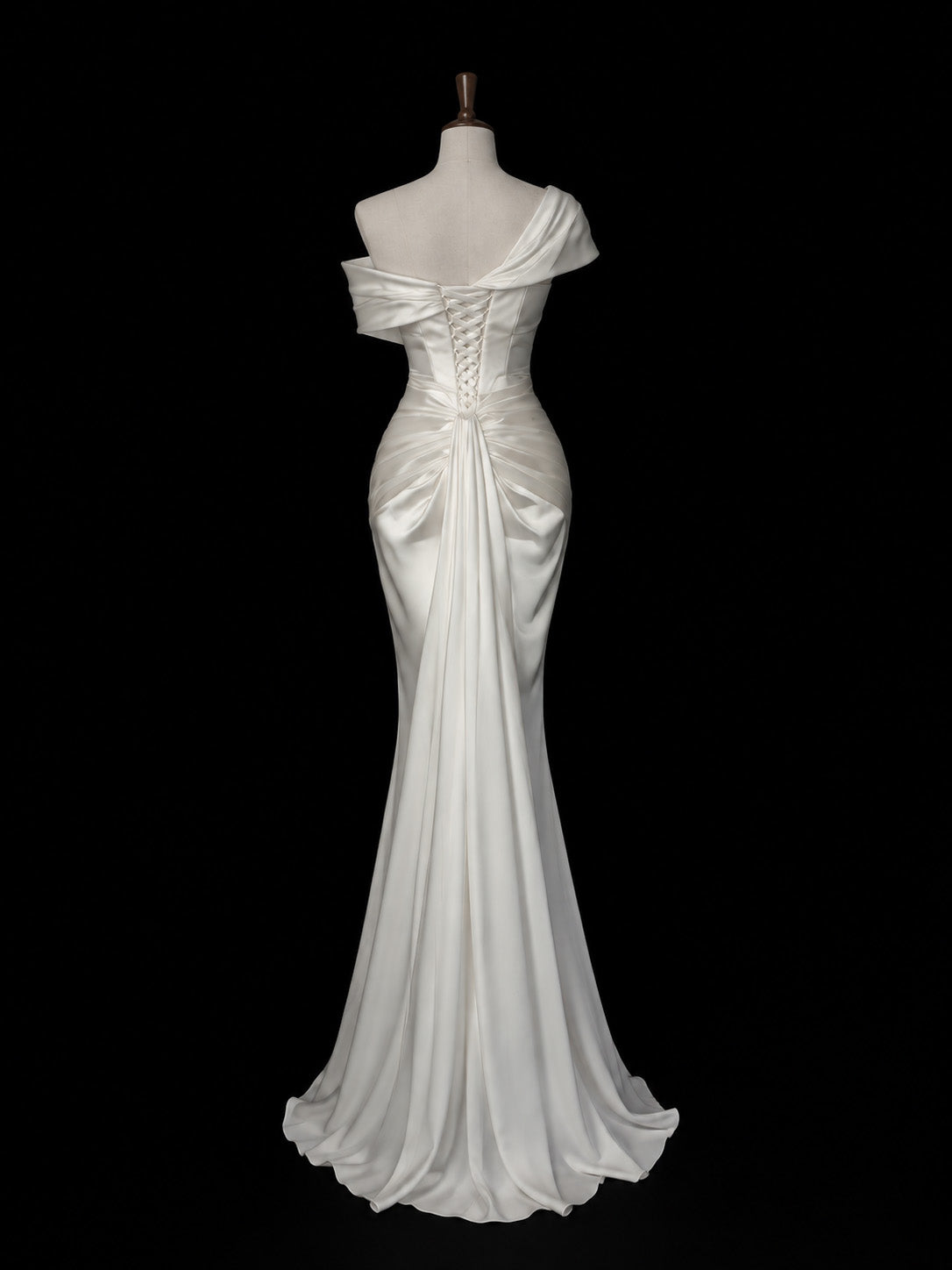 Mermaid Off Shoulder Satin White Long Prom Dress