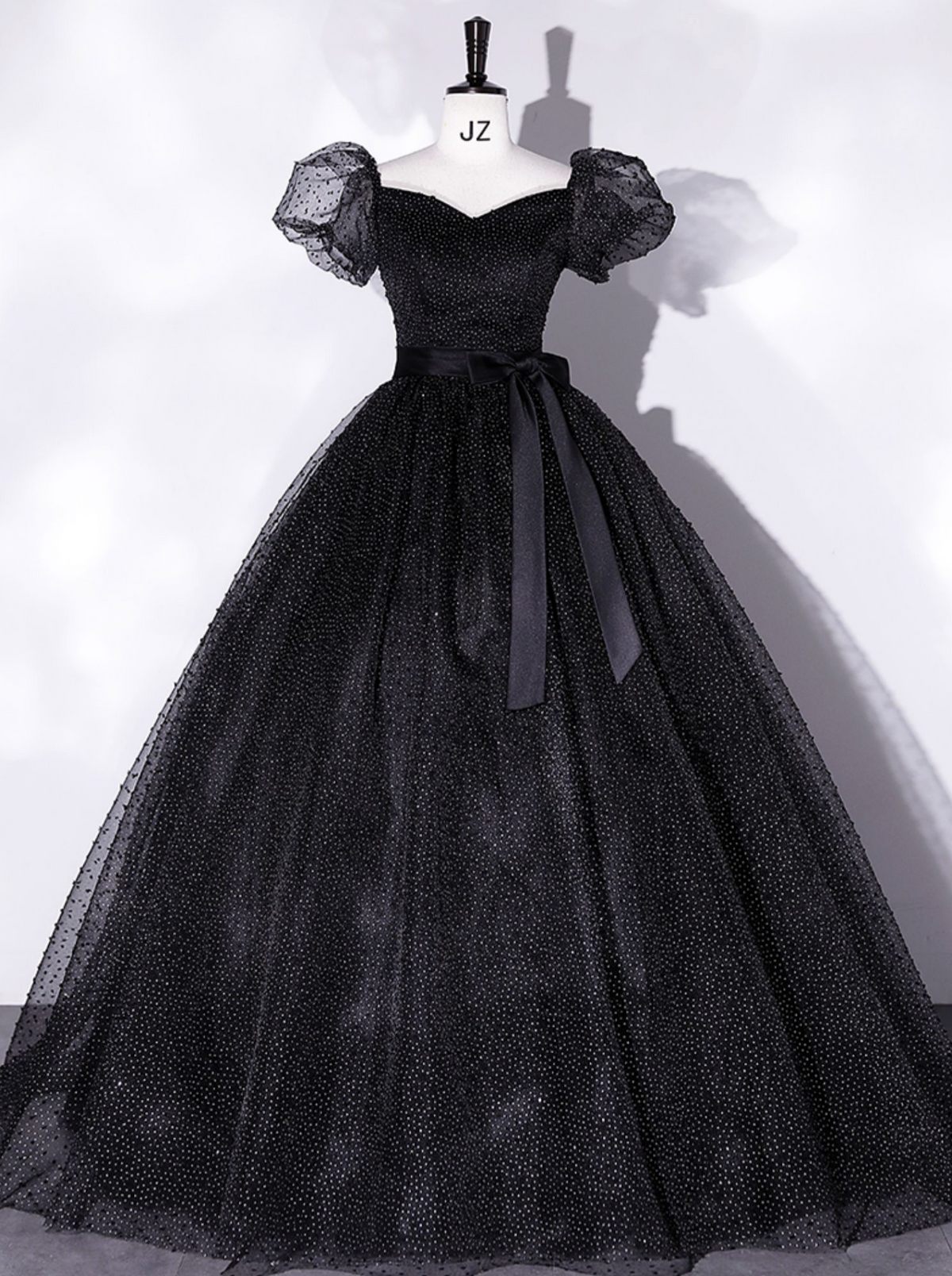 Black A-Line Tulle Long Prom Dresses, Black Formal Sweet 16 Dress toptby Black A-Line Tulle Long Prom Dresses, Black Formal Sweet 16 Dress toptby