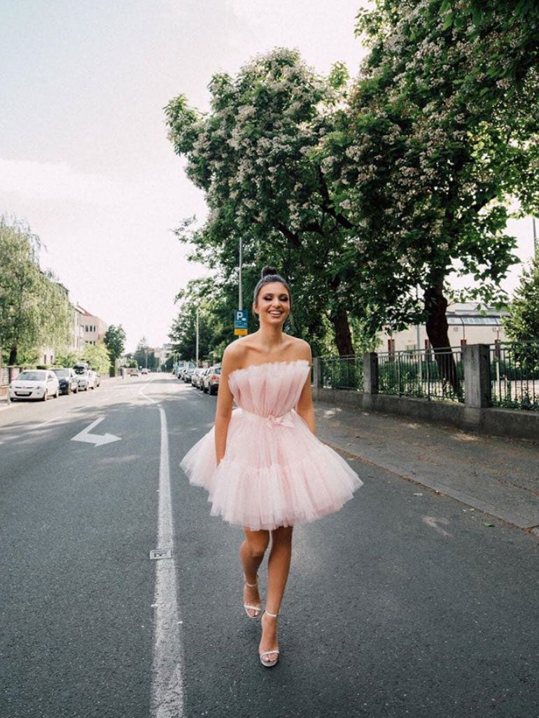 Pink tulle short prom dress pink tulle homecoming dress toptby Pink tulle short prom dress pink tulle homecoming dress toptby