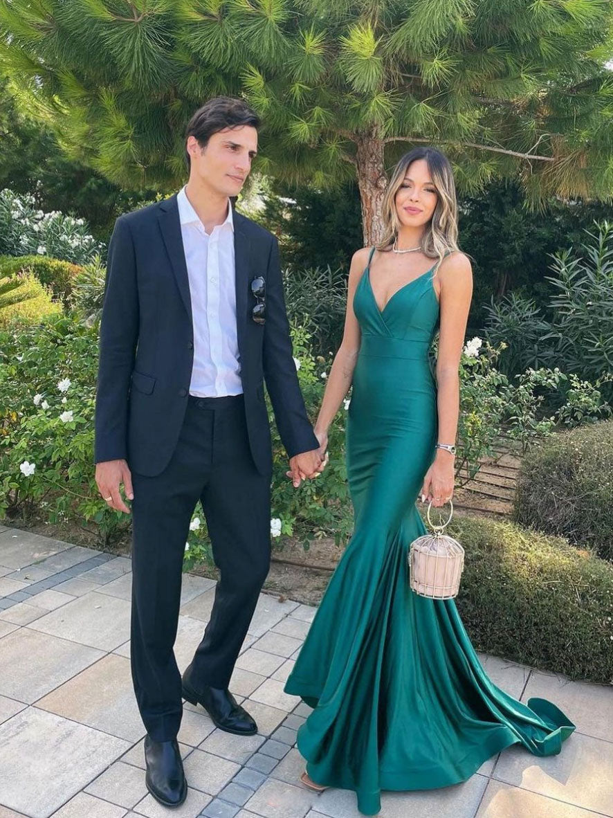 Green v neck mermaid long prom dress, mermaid evening dress toptby Green v neck mermaid long prom dress, mermaid evening dress toptby