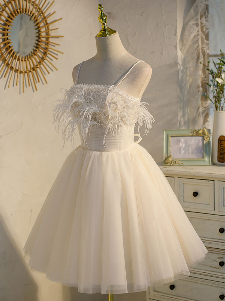 Beige tulle lace short prom dress, Beige homecoming dress Beige tulle lace short prom dress, Beige homecoming dress