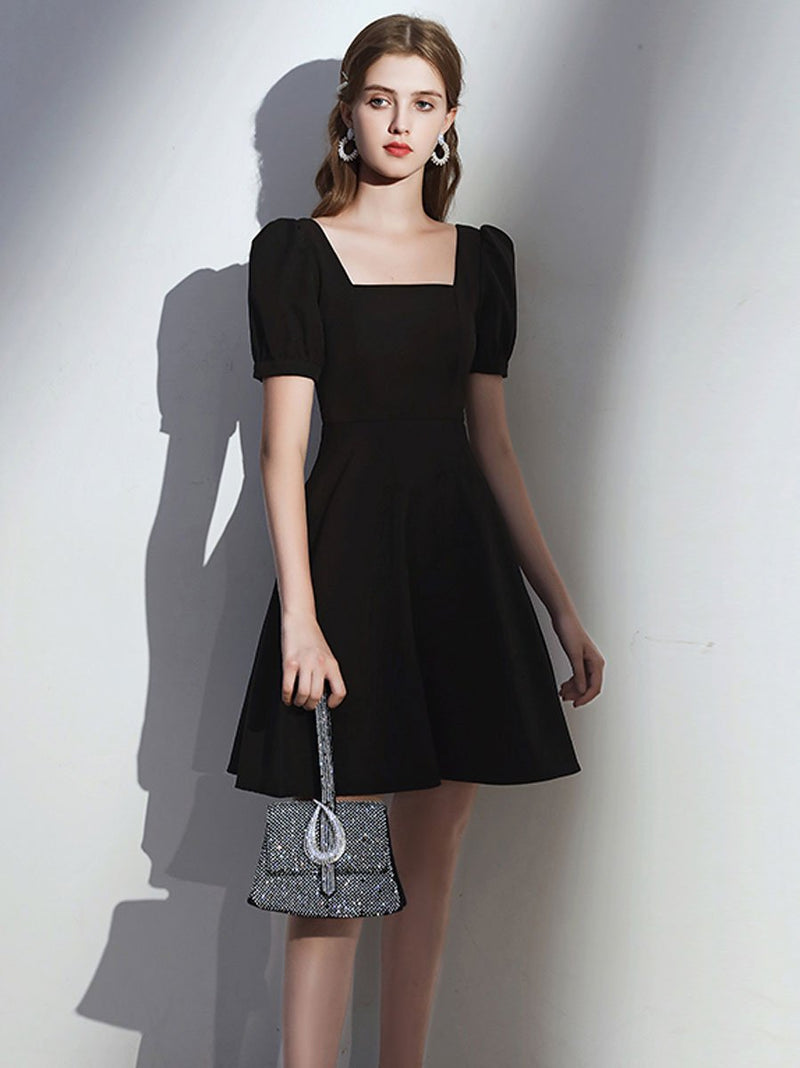 Simple satin black short prom dress, black homecoming dress toptby Simple satin black short prom dress, black homecoming dress toptby